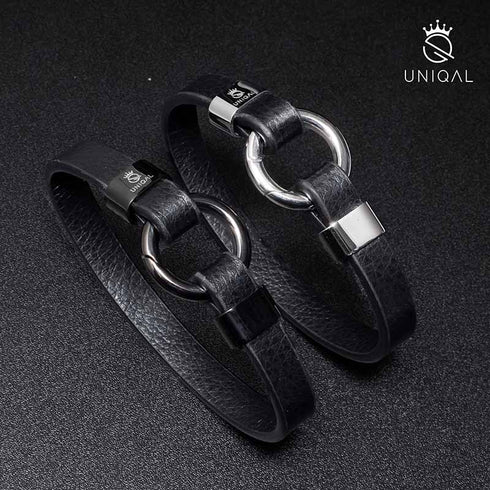 Lederarmband herren schwarz uniqal