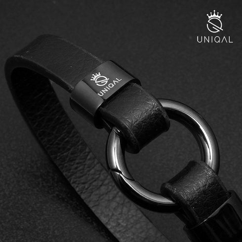 Lederarmband herren schwarz uniqal