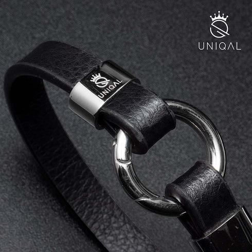 Lederarmband Herren Uniqal silver