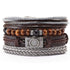 Lederarmband herren perlen tigerauge unisex geflochten bohemian