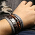 Lederarmband herren perlen tigerauge unisex geflochten bohemian