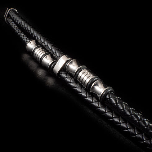 Lederarmband Herren geflochten edelstahl silber unisex uniqal