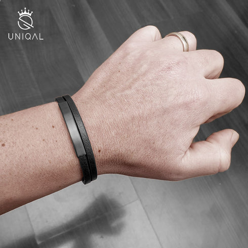Lederarmband Herren schwarz magnetverschluss uniqal