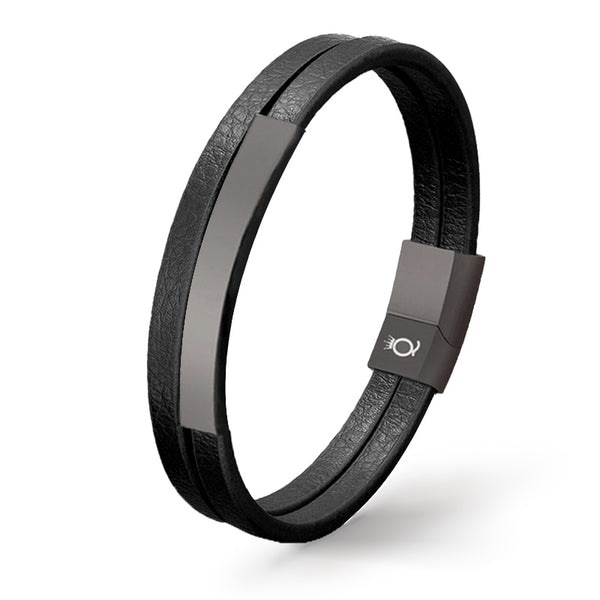 Lederarmband Herren schwarz magnetverschluss uniqal