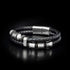 Lederarmband Herren geflochten edelstahl silber unisex uniqal