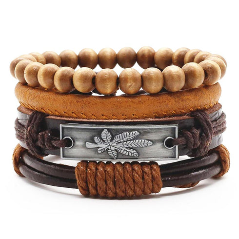 Lederarmband weed grass symbol braun herren uniqal