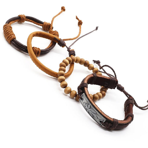 Lederarmband weed grass symbol braun herren uniqal