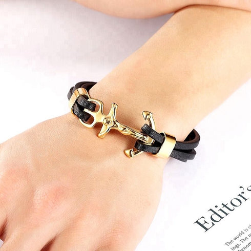 Lederarmband Jesus Silber hochwertig Edelstahl Anker Hacken unisex