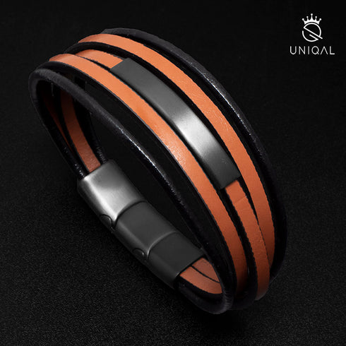 Personalisiertes Armband Leder Herren braun uniqal