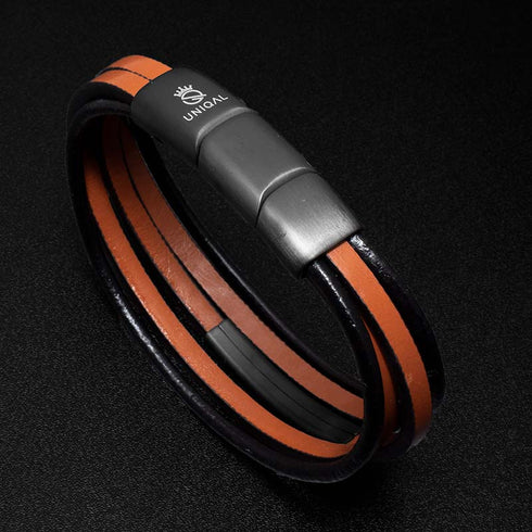 Personalisiertes Armband Leder Herren braun uniqal