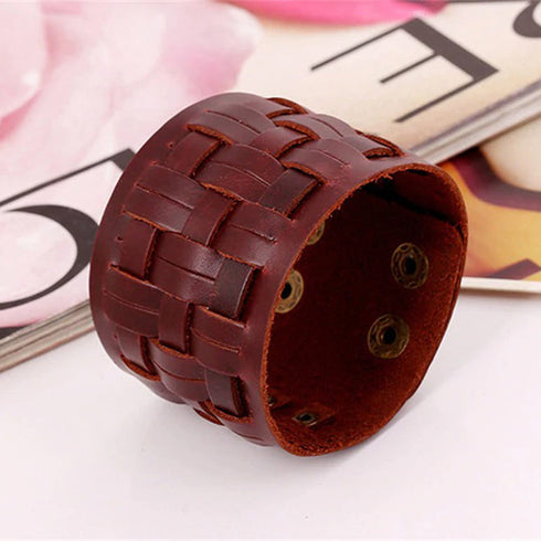 braunes rohleder armband herren manschette breitarmband uniqal sale