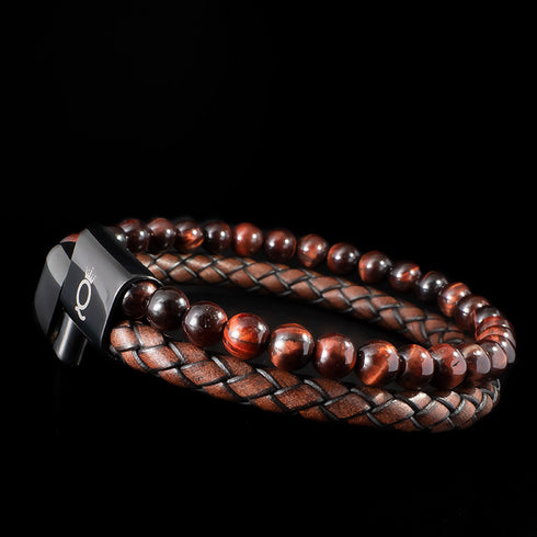 Lederarmband Herren rotes tigerauge braun uniqal