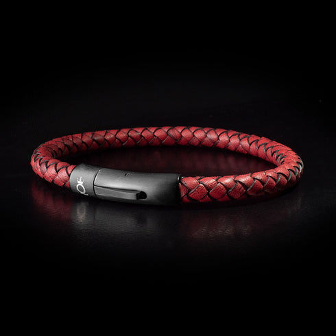 Rotes geflochtenes Lederarmband Herren-Frauen mit Magnetverschluss Edehlstahl TOP SELL