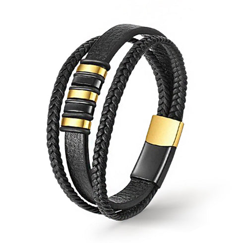 Lederarmband Herren Gold Magnetverschluss geflochten uniqal bestseller damen
