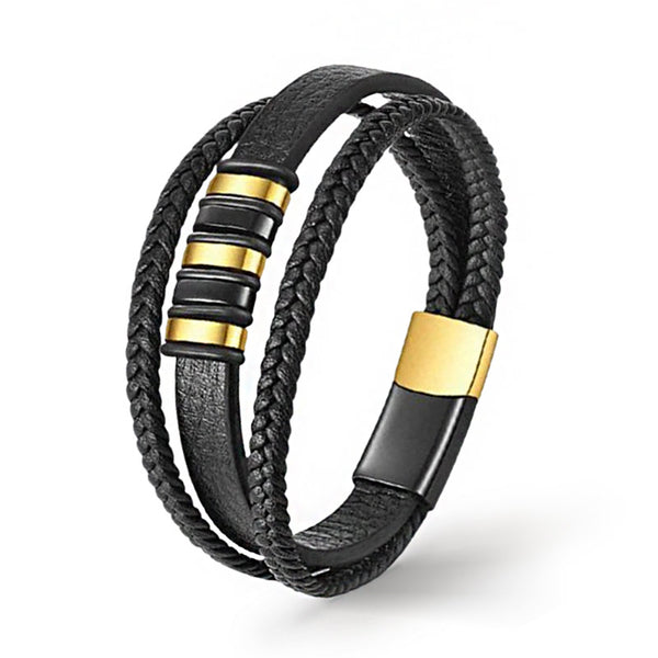 Lederarmband Herren Gold Magnetverschluss geflochten uniqal bestseller damen