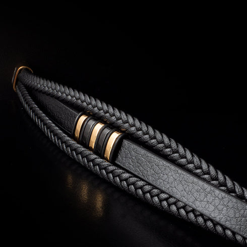Lederarmband Herren Gold Magnetverschluss geflochten uniqal bestseller damen