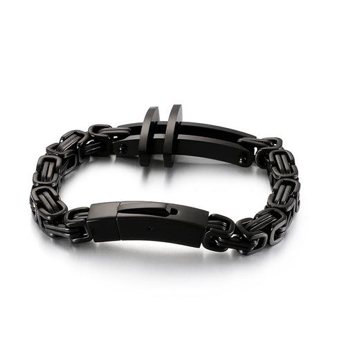 schwarzes Kreuz Königsarmband aus Edelstahl Herren Männer Byzantiner Armband Königskette uniqal