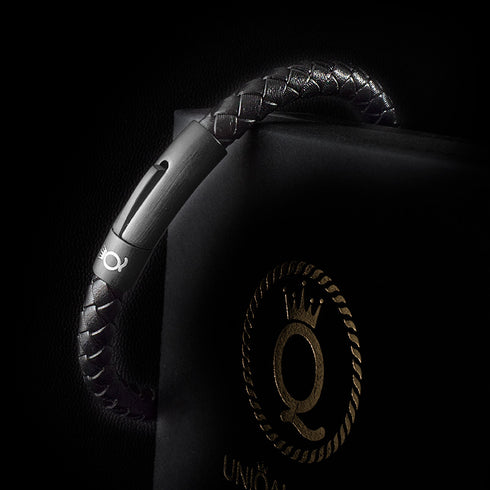 Lederarmband Herren Uniqal Unisex Magnetverschluss schwarz