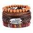 Set Leder Armband Geckon Braun Holzperlen Herren Bohostyle