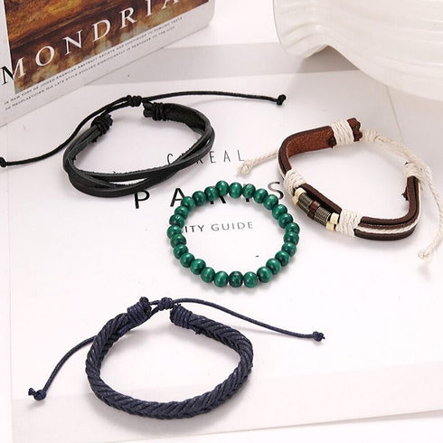 Set moderne stapelbare Armbänder mit Schiebeknoten Boho Gothic