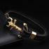 Armband Jesus Herrenarmband Goldfarben Anker Edelstahl Echtledera