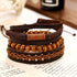 Stapelbares Set Läderarmbänder Holzperlen Damen Herren Armband für Paare