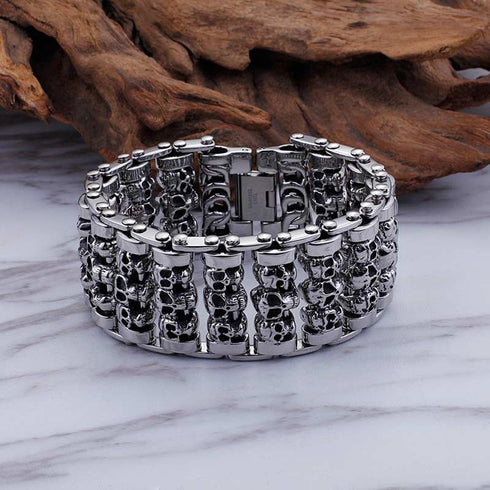 Totenkopf armband chain panzerkette edelstahl bracelet skull