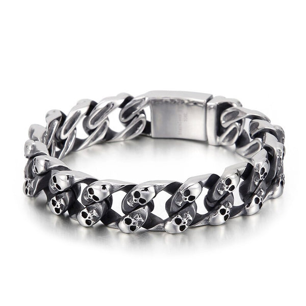 Totenkopf armband chain panzerkette edelstahl bracelet skull
