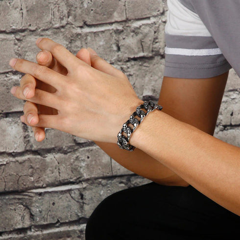 Totenkopf armband chain panzerkette edelstahl bracelet skull