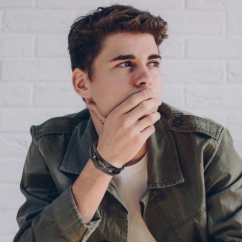 Unendlichkeitszeichen leder Armband herren damen unisex schwarz uniqal