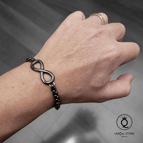Armband unendlichkeit herren damen schwarz infinity uniqal