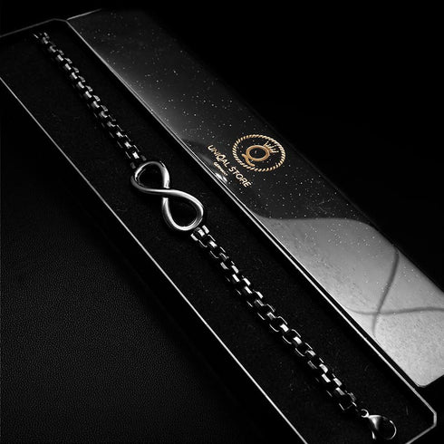 Armband unendlichkeit herren damen schwarz infinity uniqal