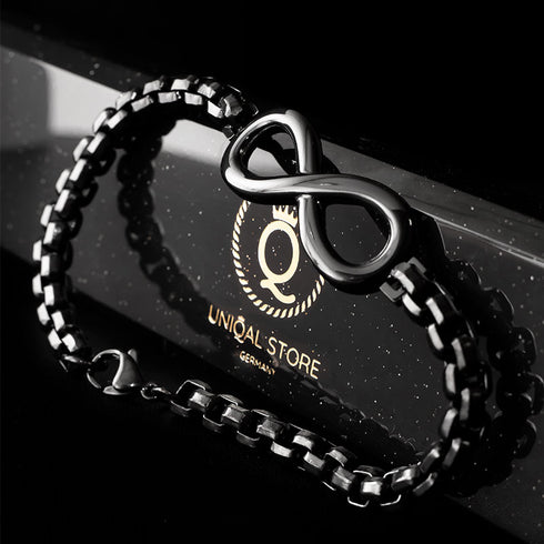 Armband unendlichkeit herren damen schwarz infinity uniqal