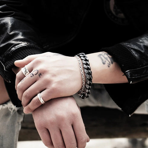 herrenarmband stahlarmband königskette rocker biker panzerkette uniqal