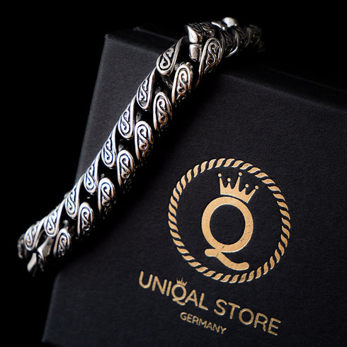 herrenarmband stahlarmband königskette rocker biker panzerkette uniqal