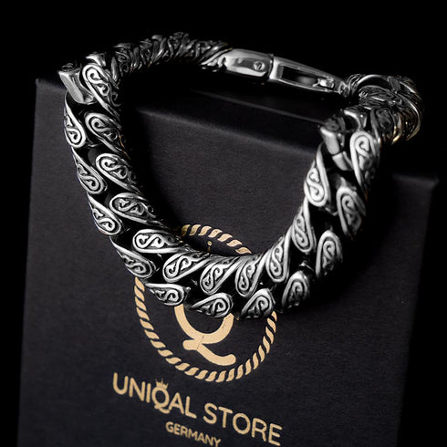 herrenarmband stahlarmband königskette rocker biker panzerkette uniqal