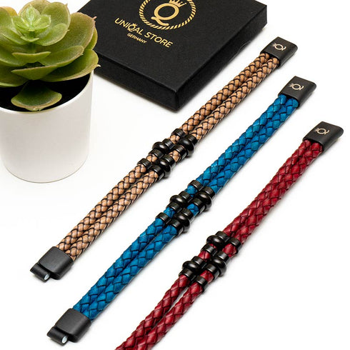 Lederarmband Herren Leder Edelstahl Magnet Uniqal bestseller rabatt