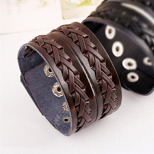 braunes rohleder armband herren manschette breitarmband uniqal sale