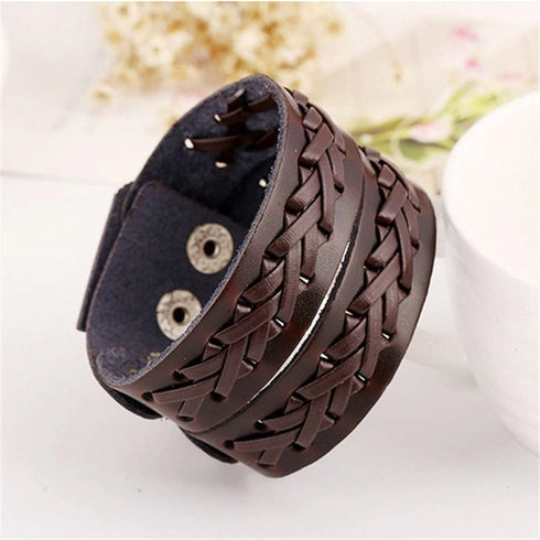 braunes rohleder armband herren manschette breitarmband uniqal sale