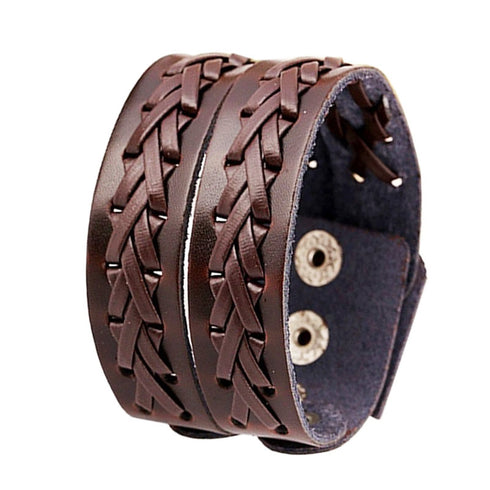 braunes rohleder armband herren manschette breitarmband uniqal sale