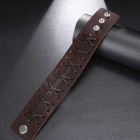 braunes rohleder armband herren manschette breitarmband uniqal sale