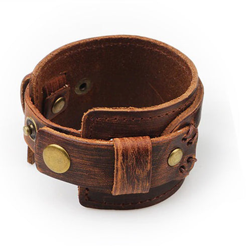 braunes rohleder armband herren manschette breitarmband uniqal sale