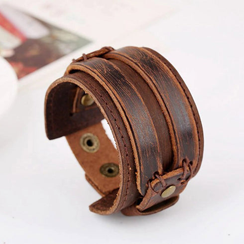 braunes rohleder armband herren manschette breitarmband uniqal sale