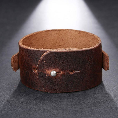 braunes rohleder armband herren manschette breitarmband uniqal sale