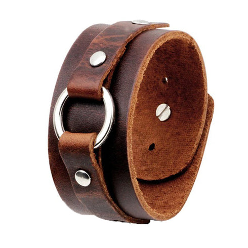 braunes rohleder armband herren manschette breitarmband uniqal sale