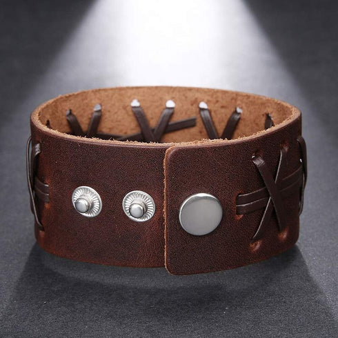 braunes rohleder armband herren manschette breitarmband uniqal sale