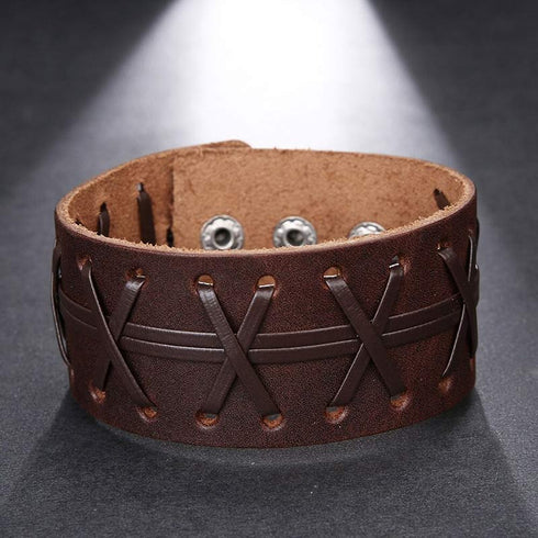 braunes rohleder armband herren manschette breitarmband uniqal sale