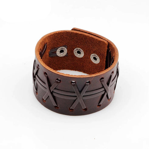 braunes rohleder armband herren manschette breitarmband uniqal sale