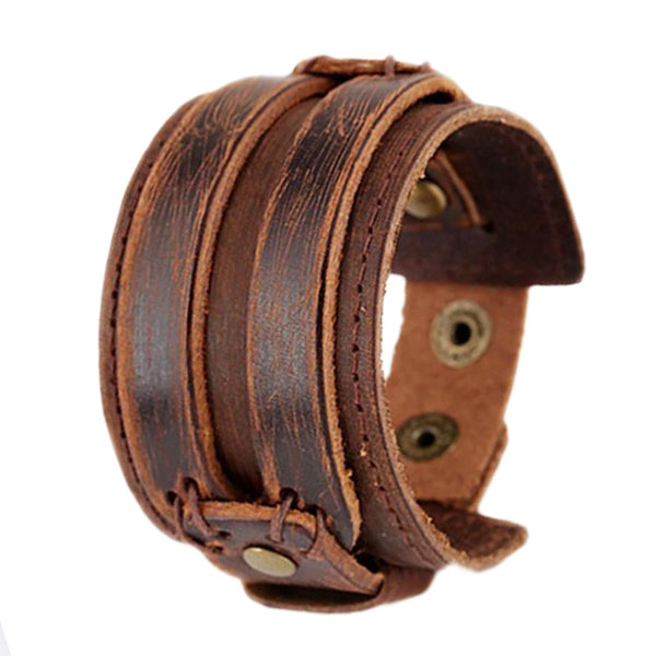 braunes rohleder armband herren manschette breitarmband uniqal sale