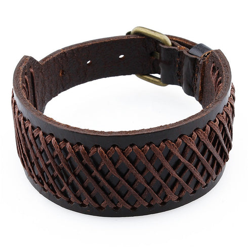 braunes rohleder armband herren manschette breitarmband uniqal sale